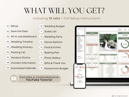 The Ultimate Wedding Planner Spreadsheet Google Sheets & Excel + BONUS