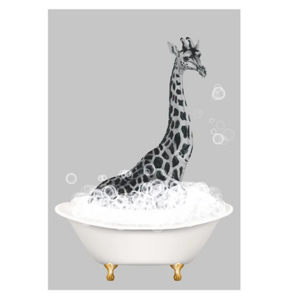 Vintage Giraffe In Bathtub - Picture Frame Graphic Art
